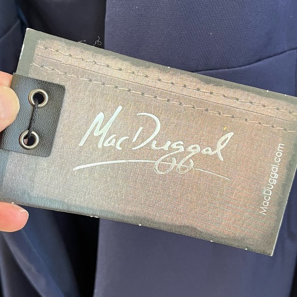 NWT Mac Duggal Plus Fabulouss 49173 Midnight Blue Lace Long Sleeve Gown 20W - Picture 11 of 14